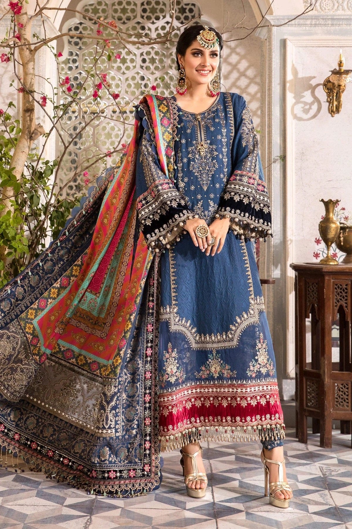 Maria B Chiffon Embroidered 3 Piece Unstitched b