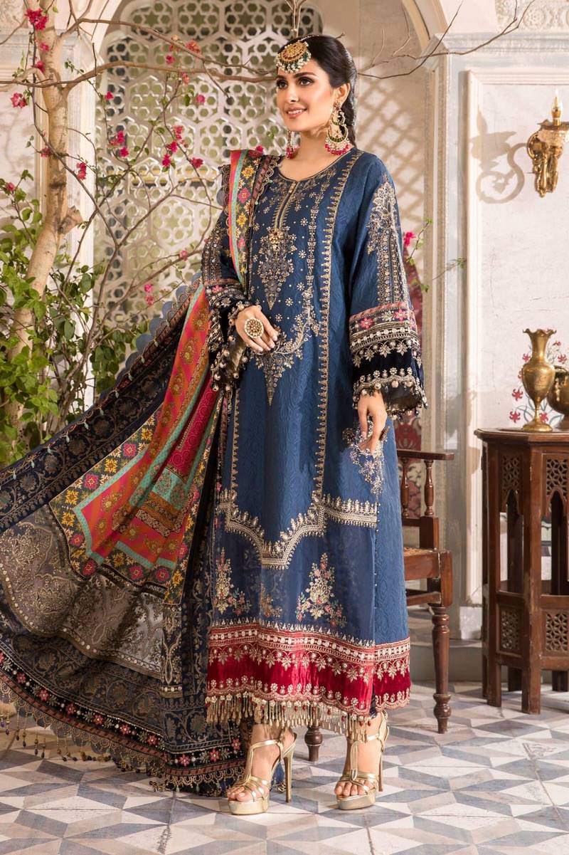 Maria B Chiffon Embroidered 3 Piece Unstitched b