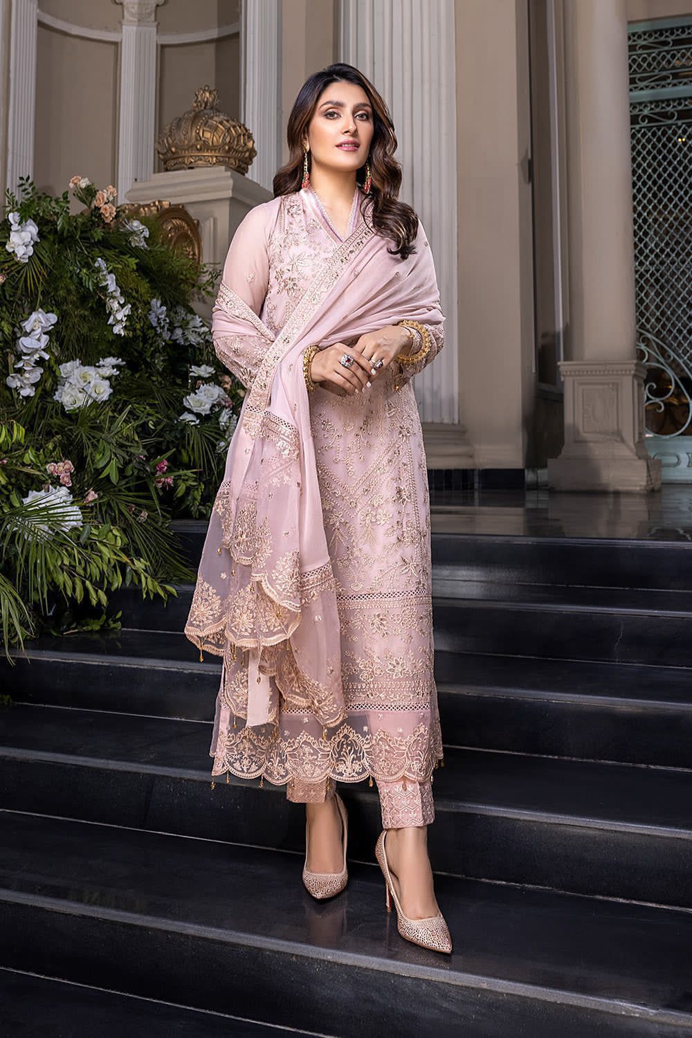 AZURE Chiffon Dress with Chiffon Dupatta