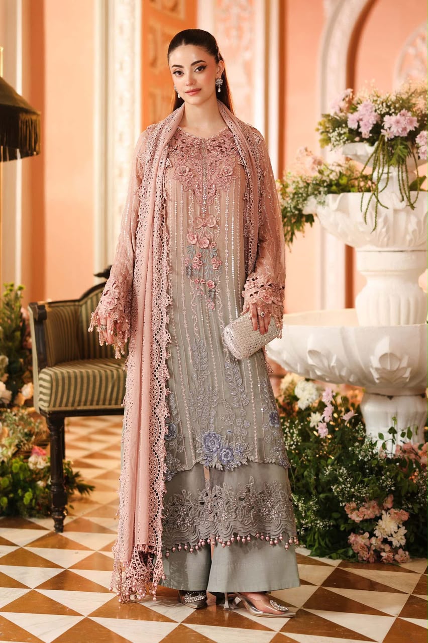 Maria B Unstitched Embroidered Chiffon 3 Piece Suit 42