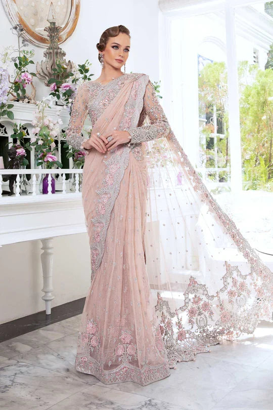 MariaB Couture QUEEN PINK Net Saree 14