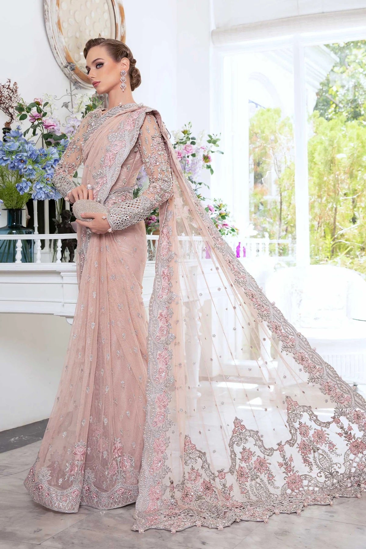 MariaB Couture QUEEN PINK Net Saree 14