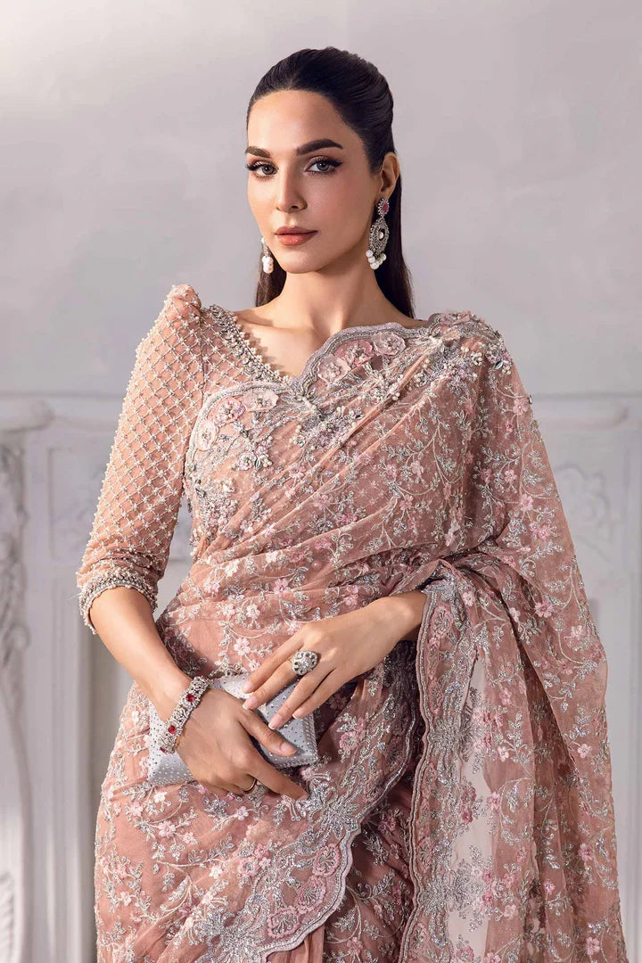Maria B Couture Peach Saree Collection 13