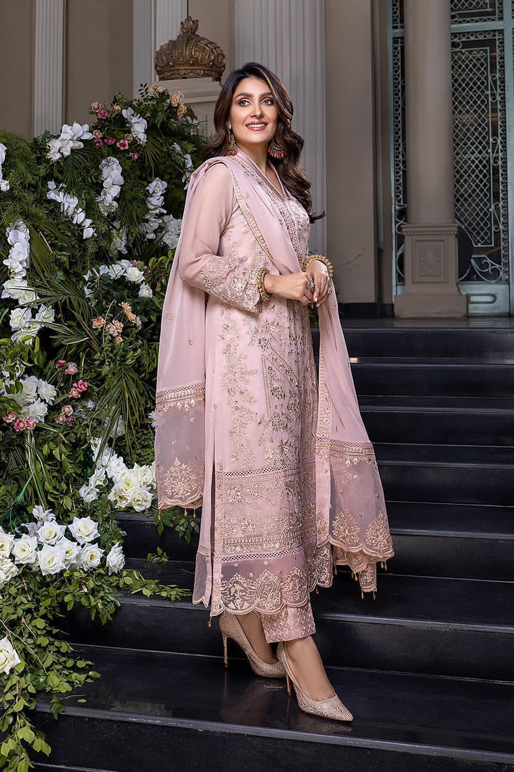AZURE Chiffon Dress with Chiffon Dupatta