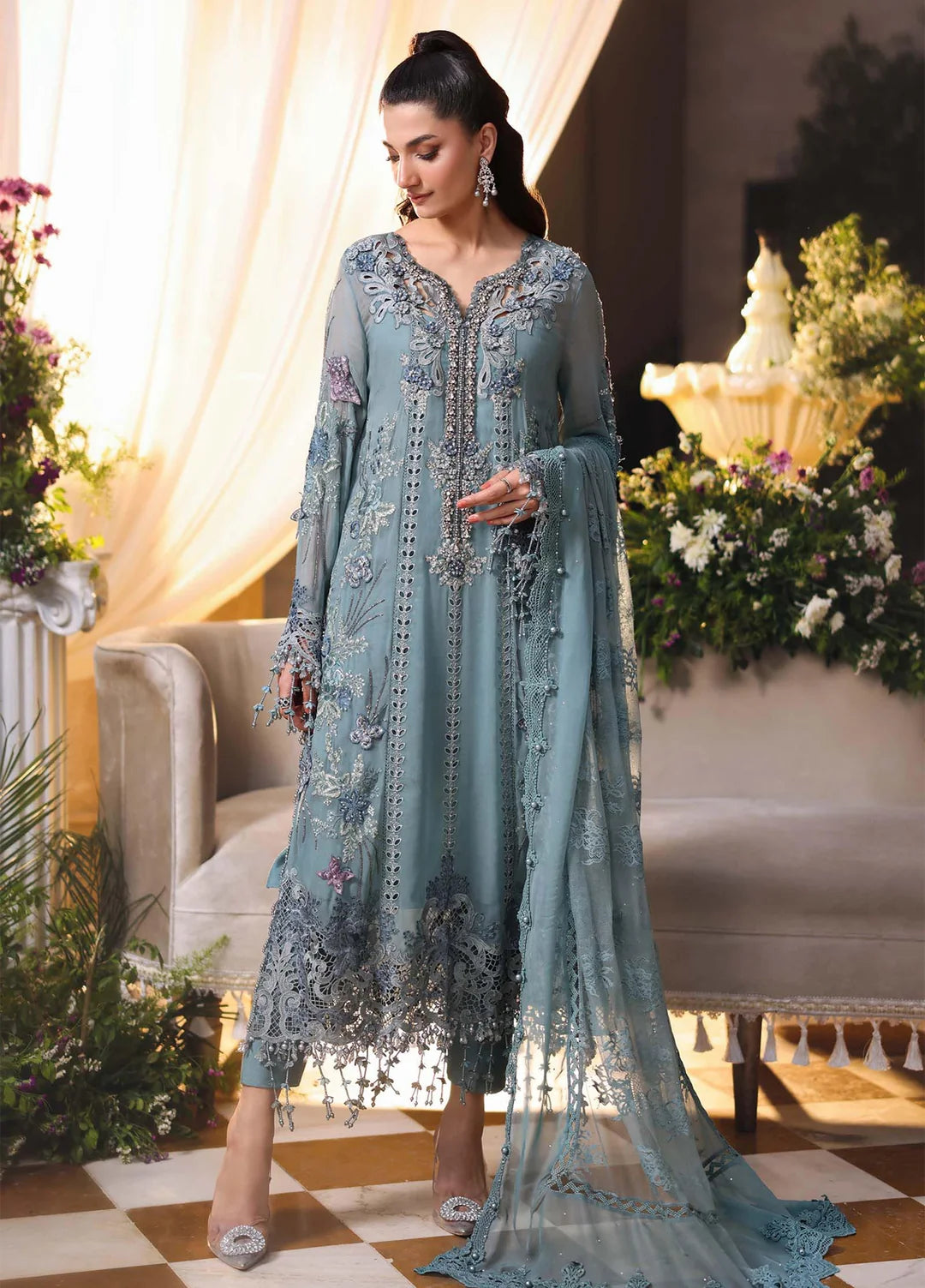 Maria B Unstitched Embroidered Chiffon 3 Piece Suit 43