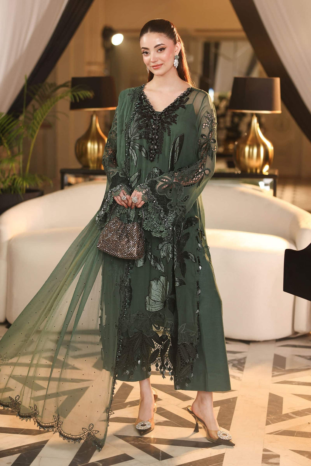 Maria B 3 Piece Embroidered Chiffon Suit 45