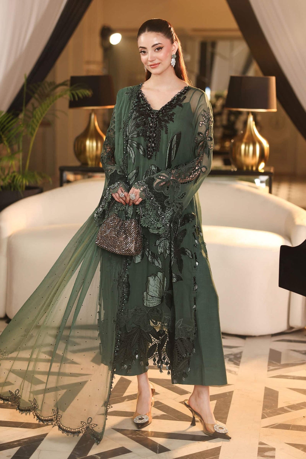 Maria B 3 Piece Embroidered Chiffon Suit 45