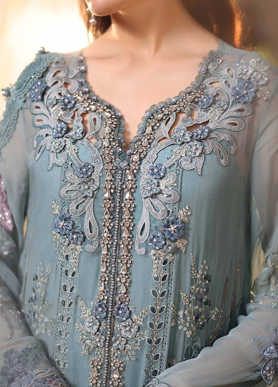 Maria B Unstitched Embroidered Chiffon 3 Piece Suit 43