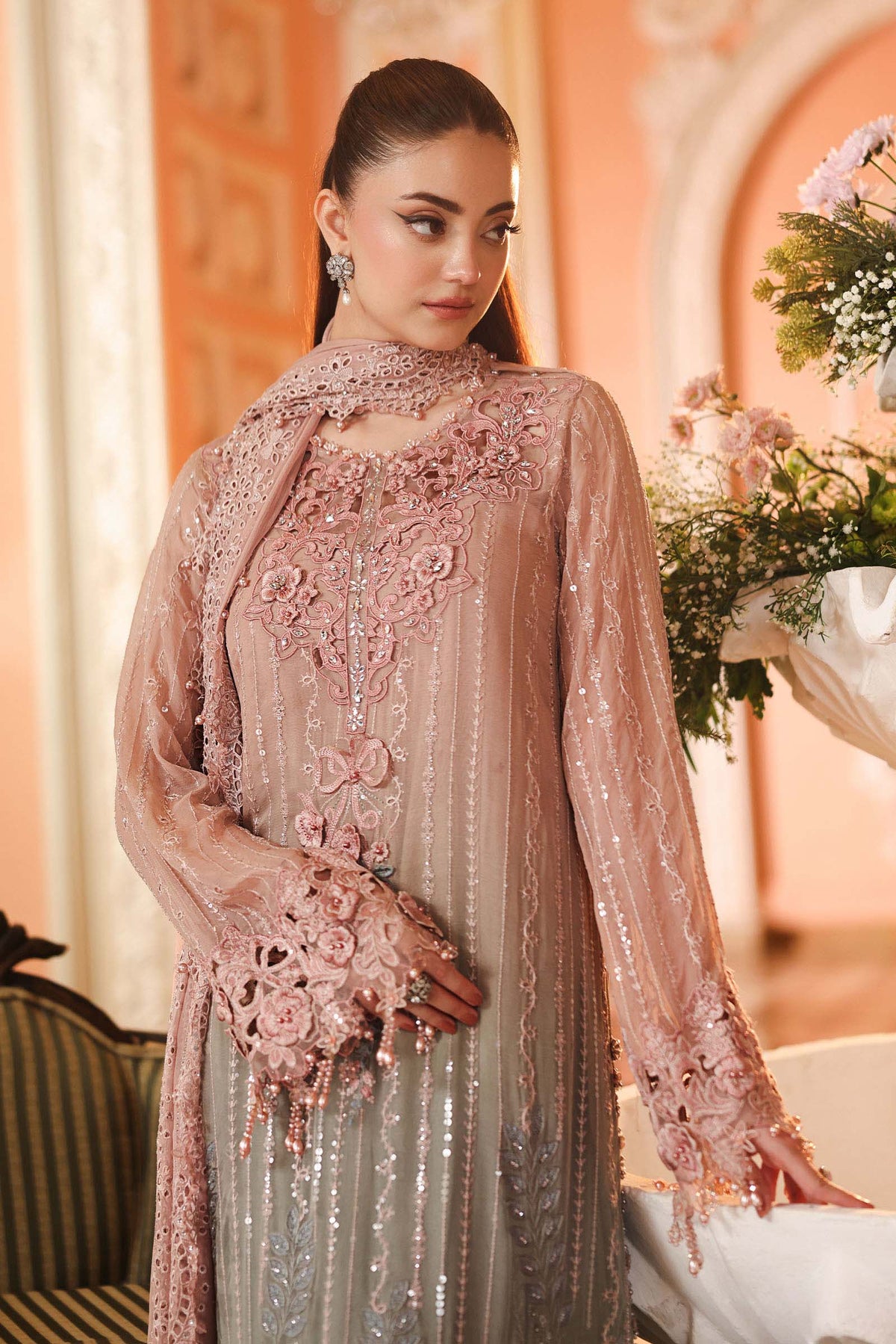 Maria B Unstitched Embroidered Chiffon 3 Piece Suit 42