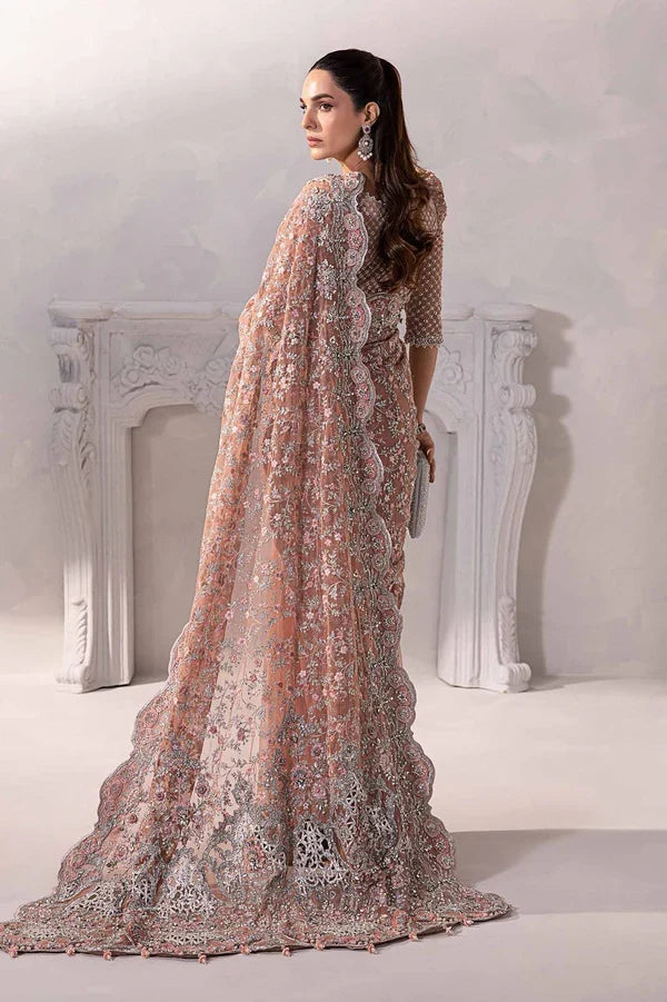 Maria B Couture Peach Saree Collection 13