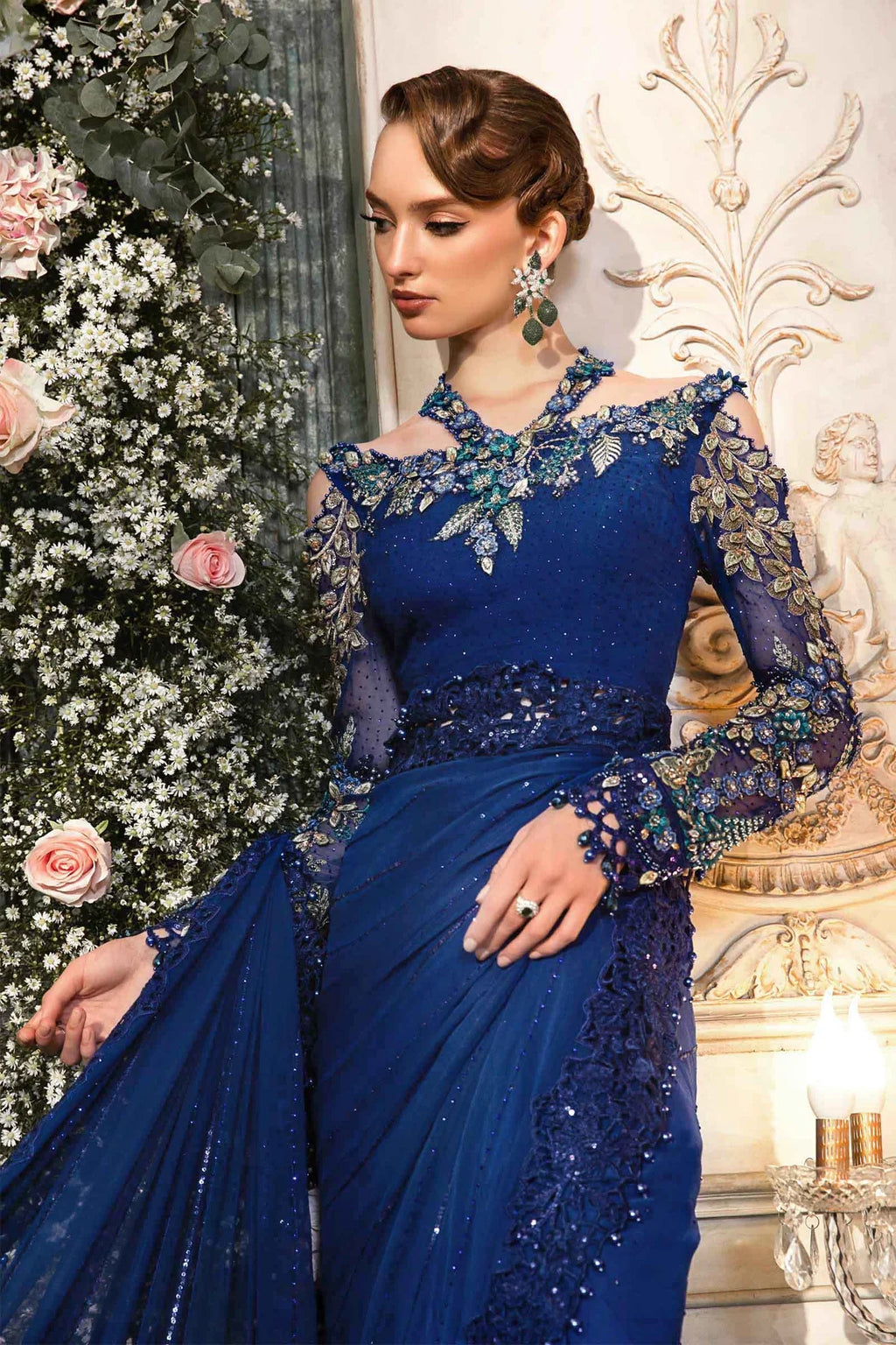 Maria.B Mbroidered Saree Luxury Formal Collection 8