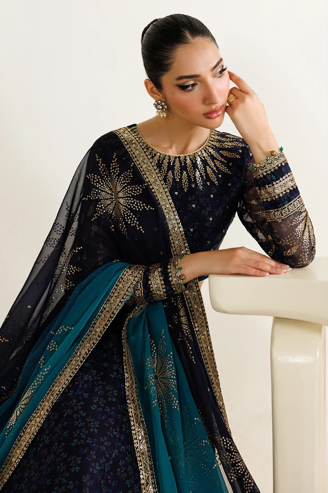 Jazmin New printed chiffon Embroidered Maxi 36