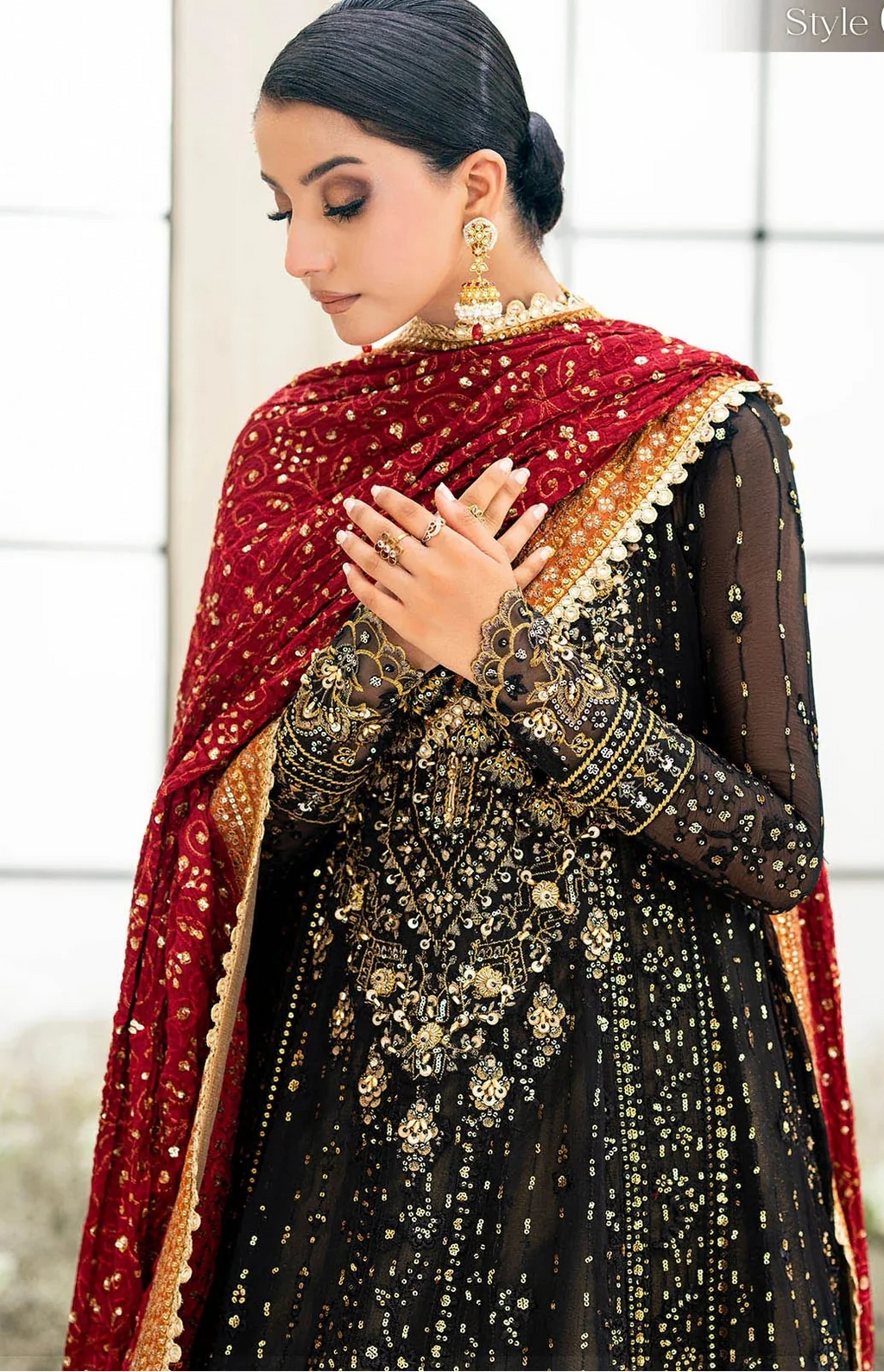 AIK Atelier Black Bridal Collection Chiffon Dress