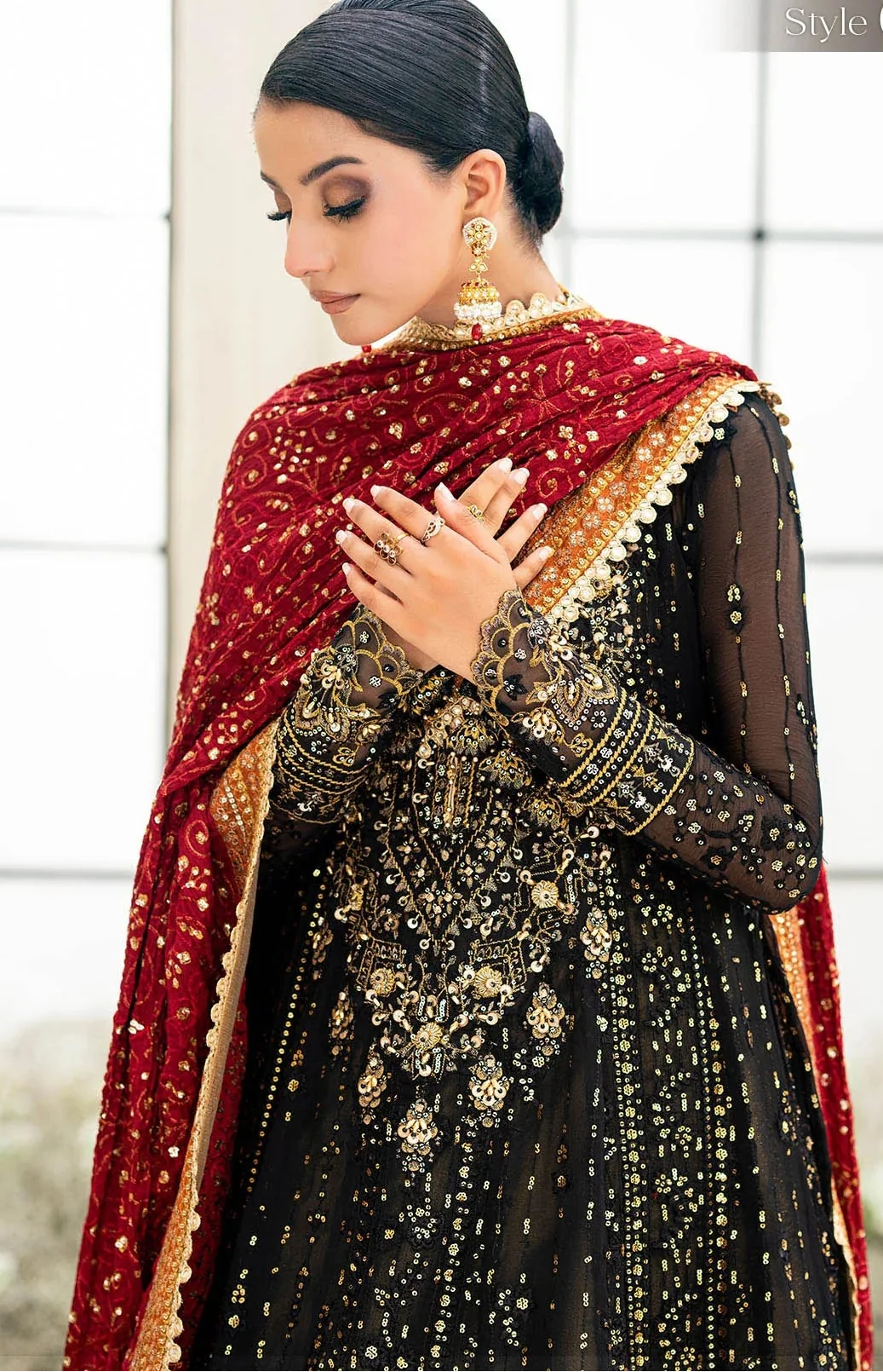 AIK Atelier Black Bridal Collection Chiffon Dress