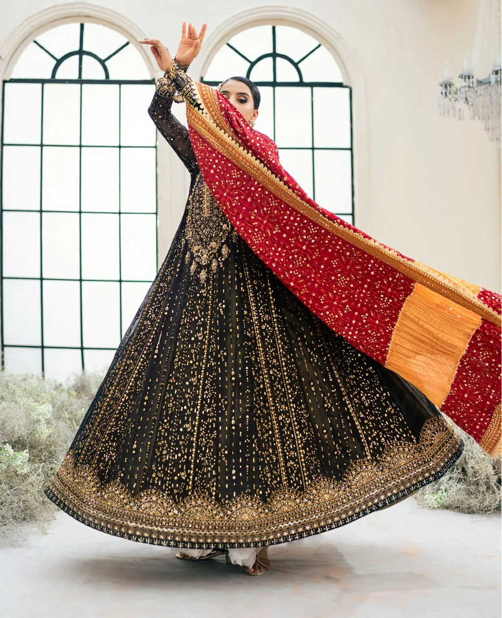 AIK Atelier Black Bridal Collection Chiffon Dress