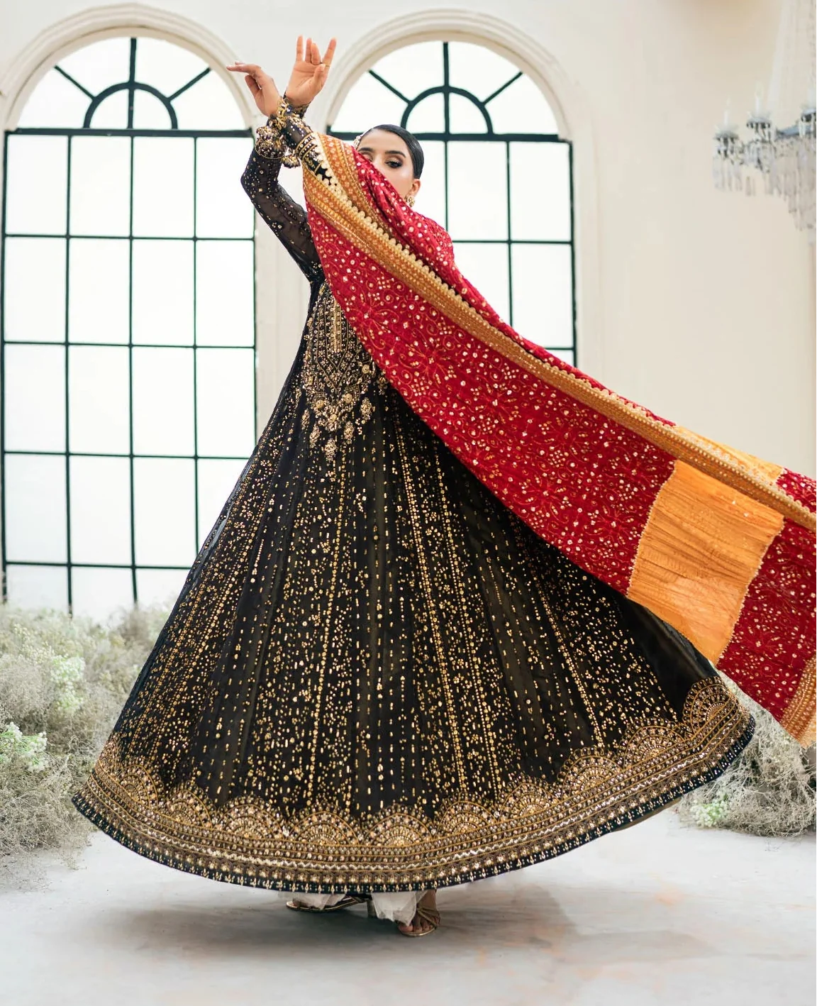 AIK Atelier Black Bridal Collection Chiffon Dress