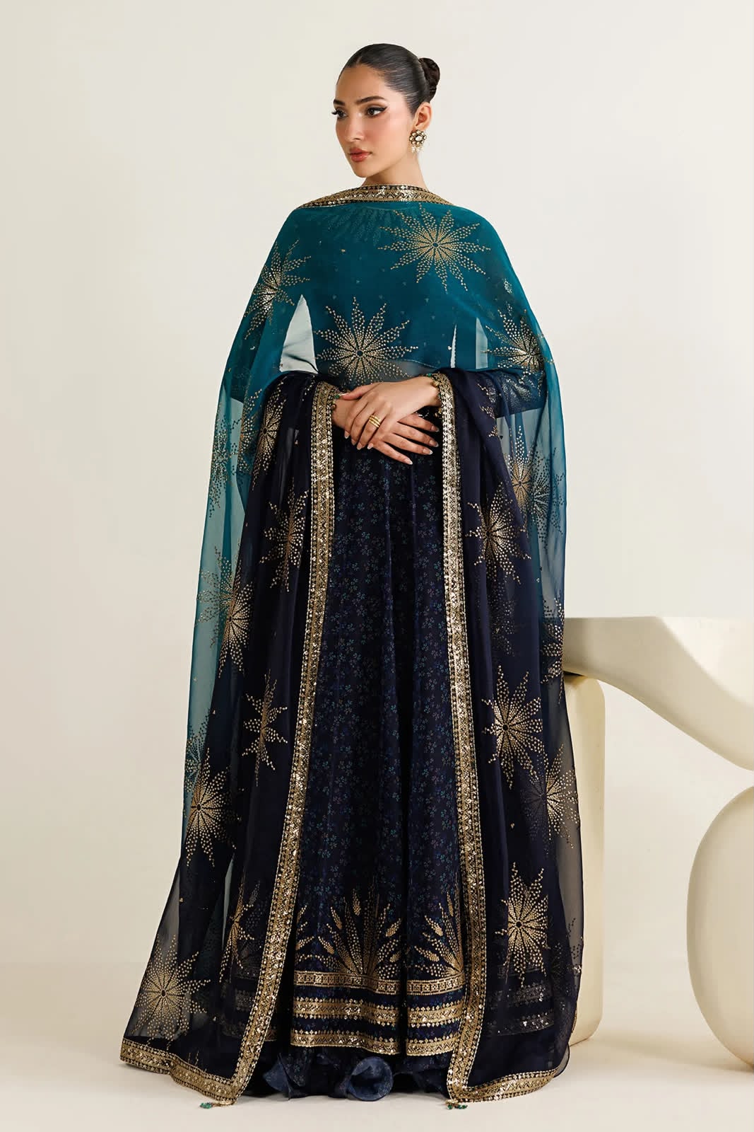 Jazmin New printed chiffon Embroidered Maxi 36