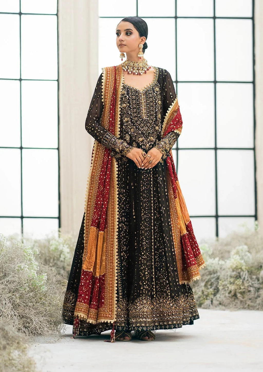 AIK Atelier Black Bridal Collection Chiffon Dress