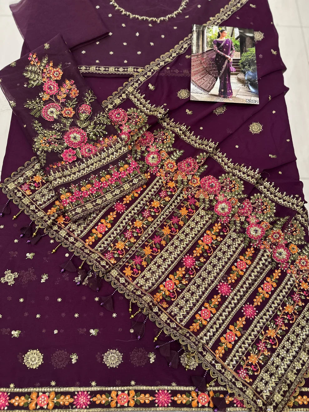 Maria.B Soiree Embroidered Chiffon Saree 3