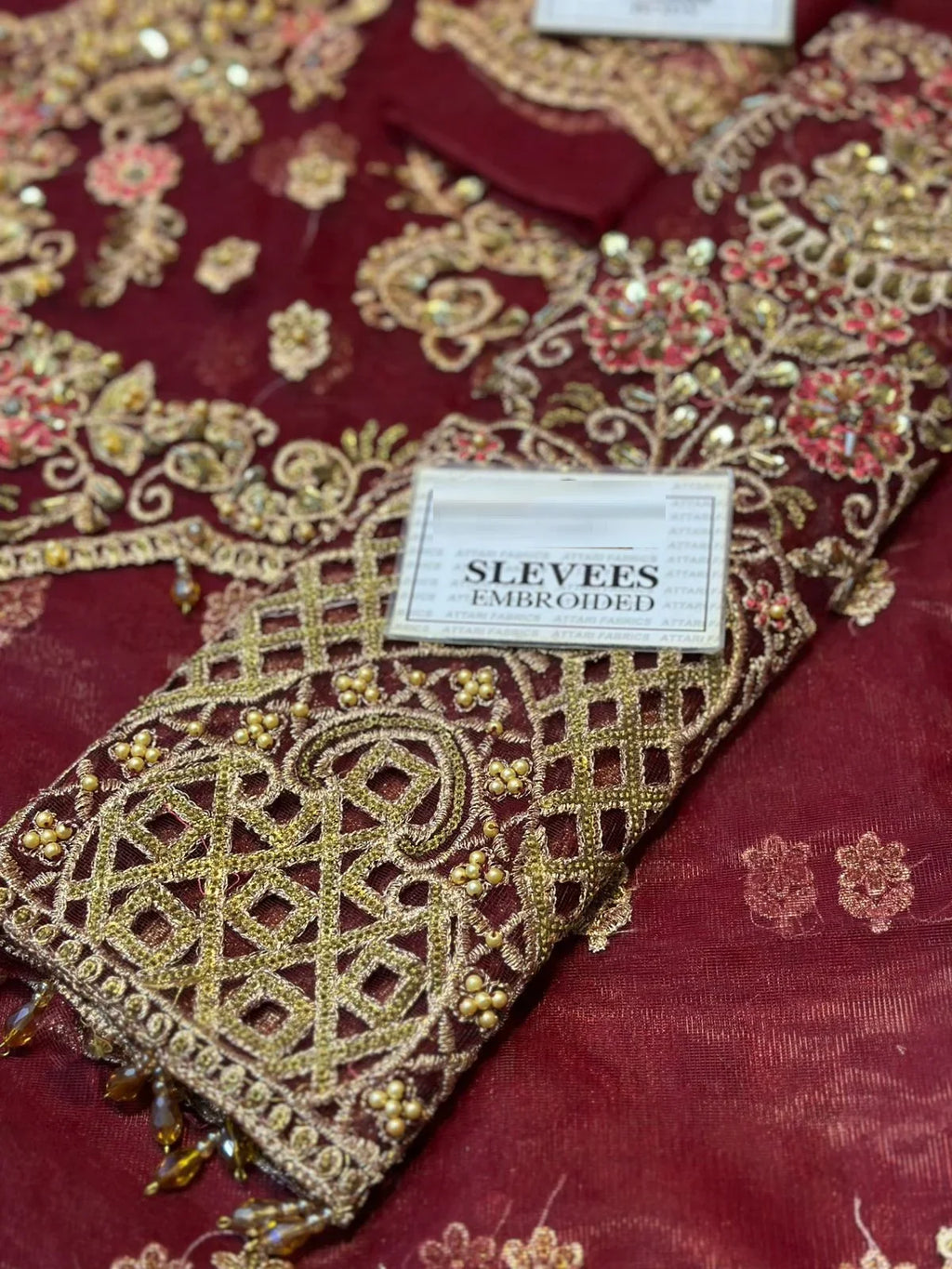 Maria b Maroon Exclusive Saree Soft Net 5
