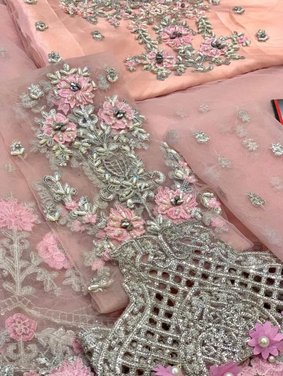 MariaB Couture QUEEN PINK Net Saree 14