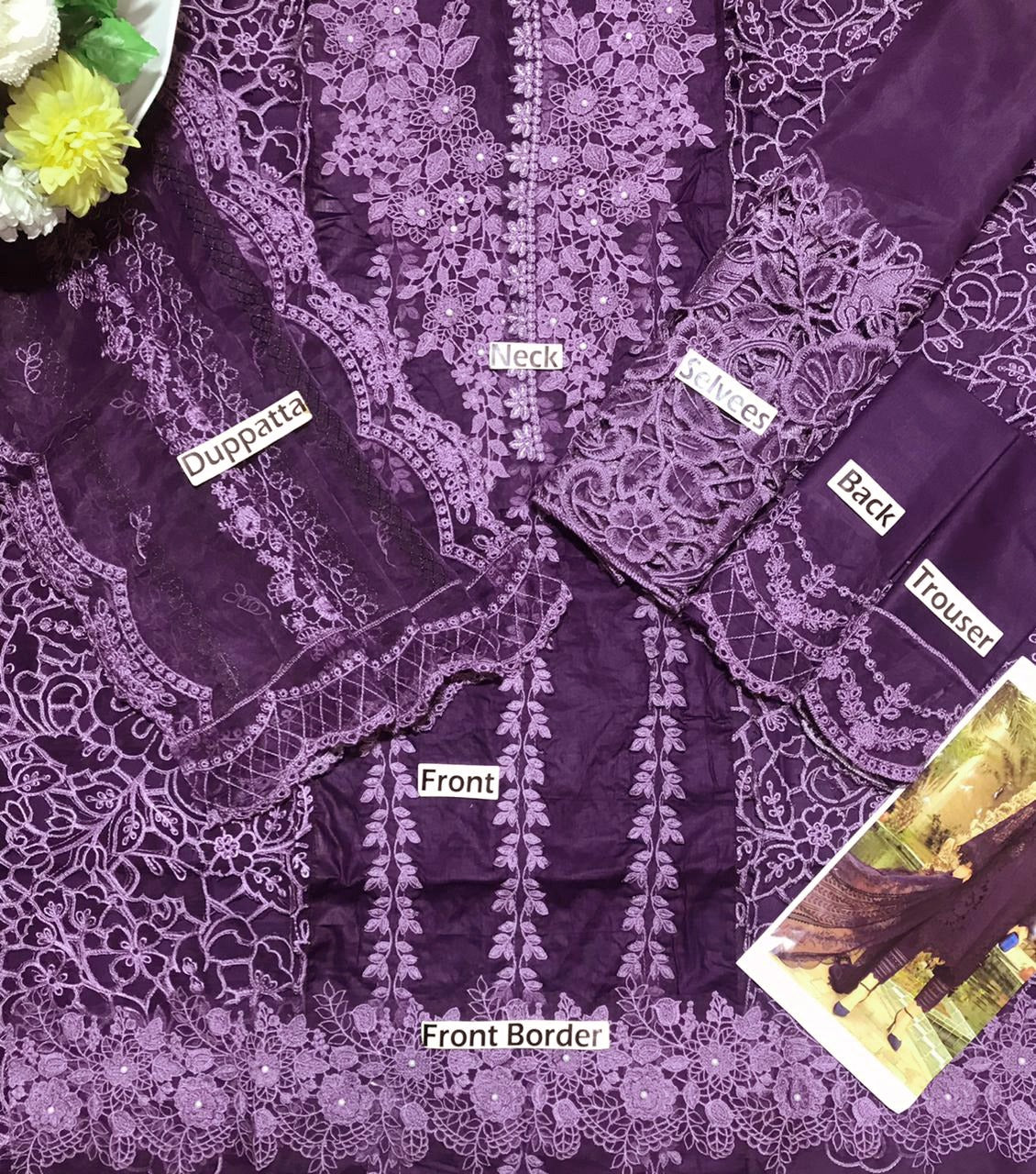 Maria B New Purple 3d Work Luxury Premium Chikankari 28